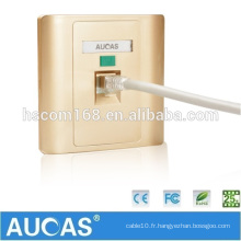 Plaque de montage mural Aucas RJ45 Câblage de données Plaques frontales Keystone Cat5e Cat6 Face Plate Golden Color